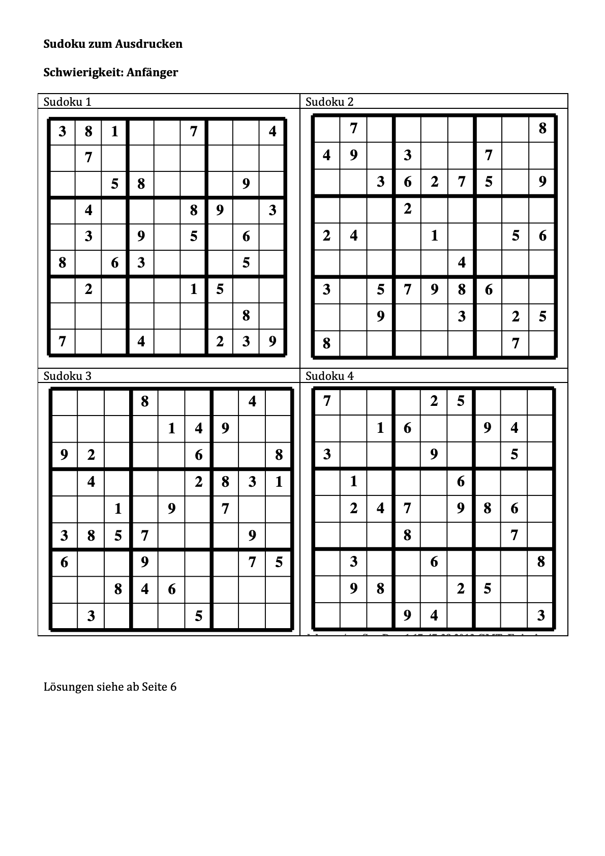 Soduku Kinder Ausdrucken