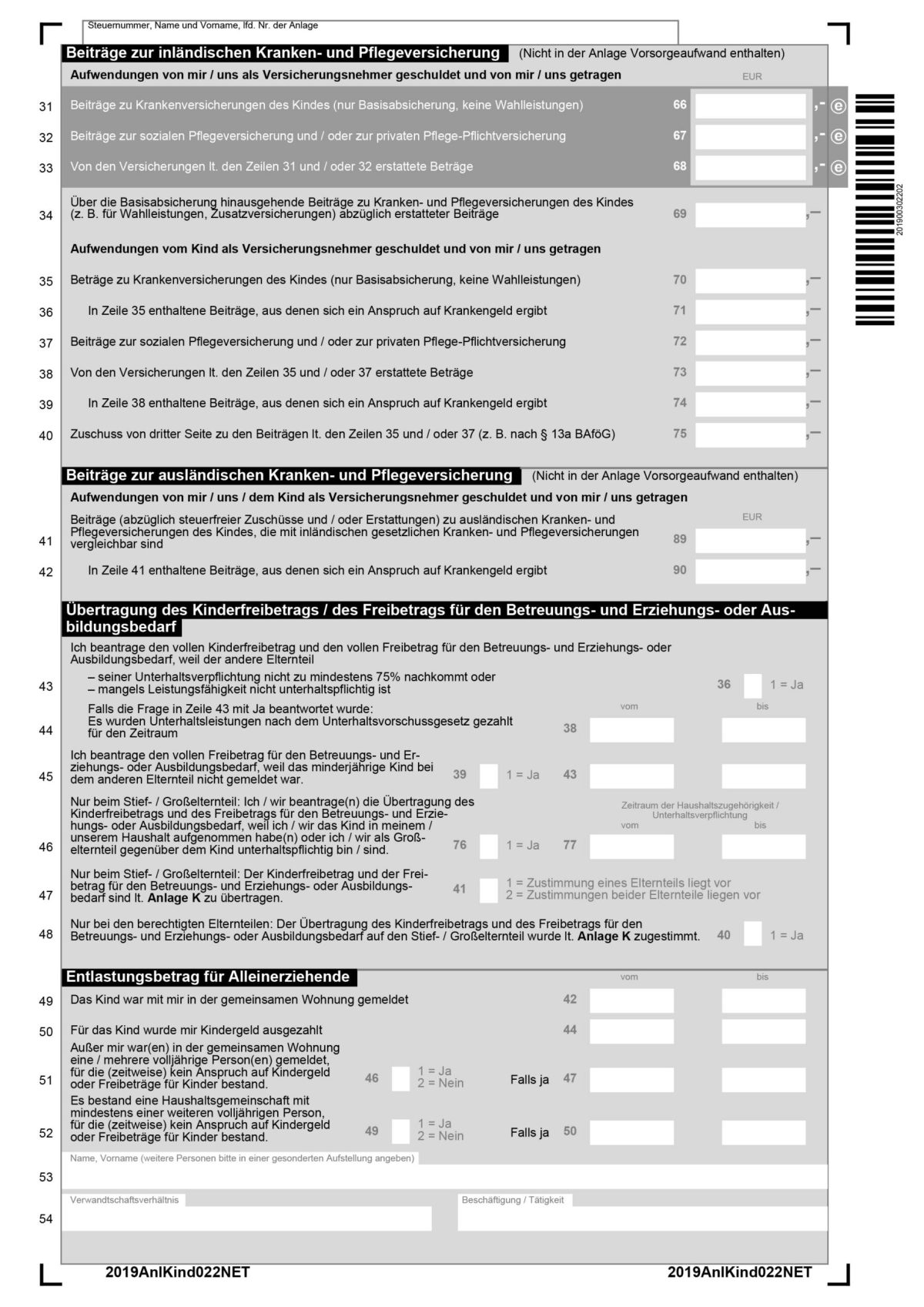 Anlage Kind 2015 Ausdrucken