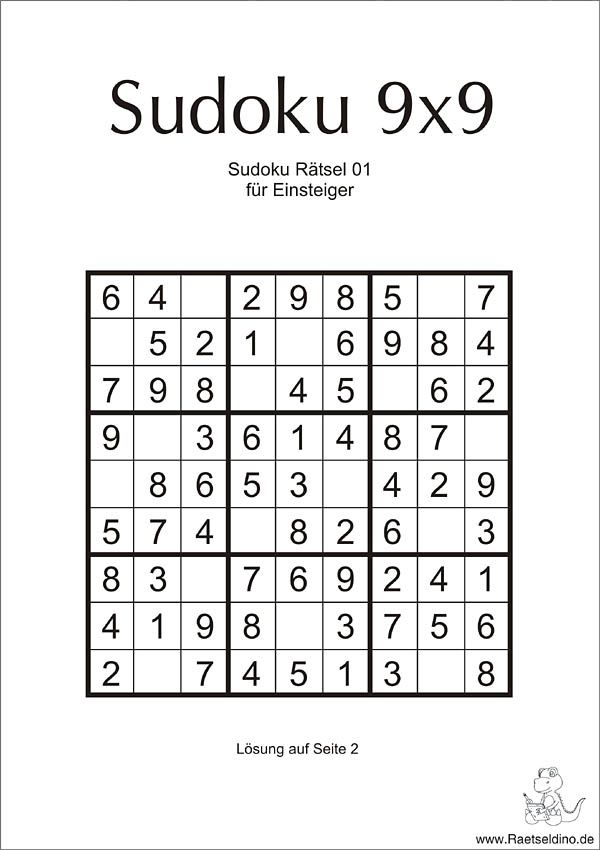 Einfache Sudoku Für Kinder Zum Ausdrucken