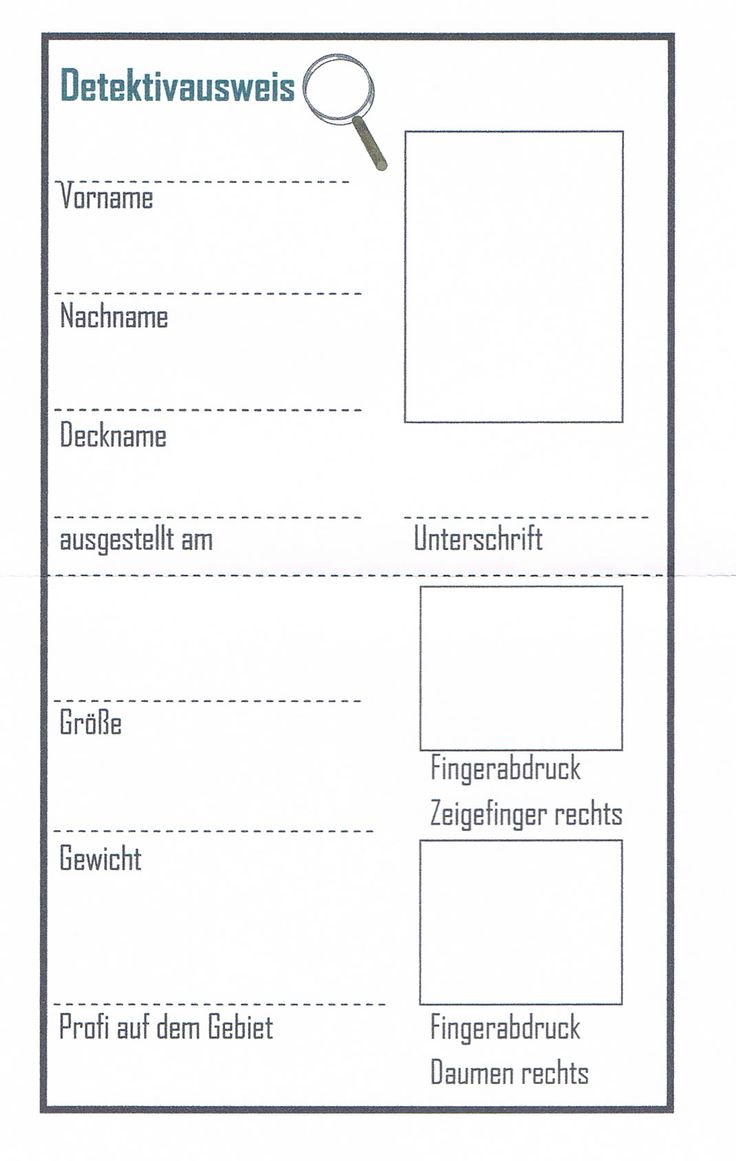 Kinder Detektivausweis Zum Ausdrucken