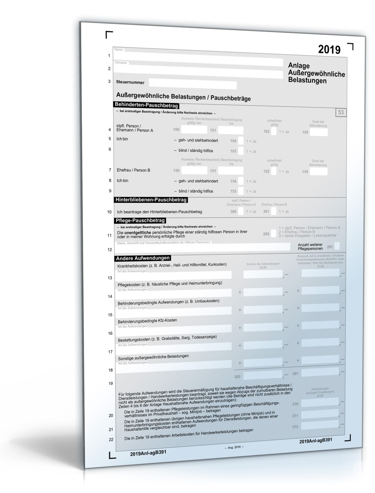 Formulare Steuererklärung 2019 Zum Ausdrucken Anlage Kind