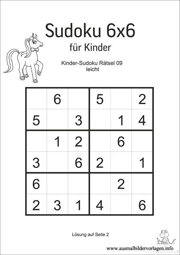 Sudoku Kinder 6x6 Zum Ausdrucken