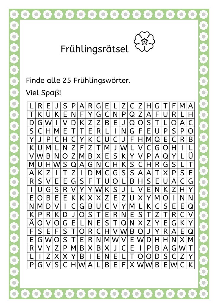 Frühlingsrätsel Für Kinder Zum Ausdrucken