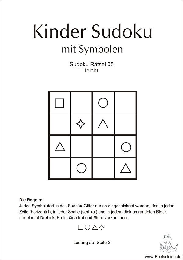 Sudoku Für Kinder Ab 10 Zum Ausdrucken