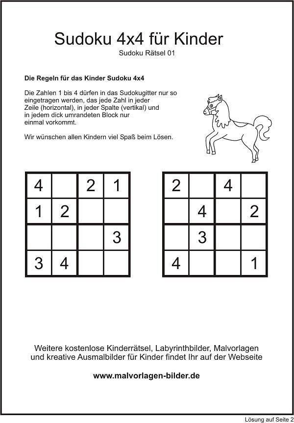 Kinder Sudoku Zum Ausdrucken